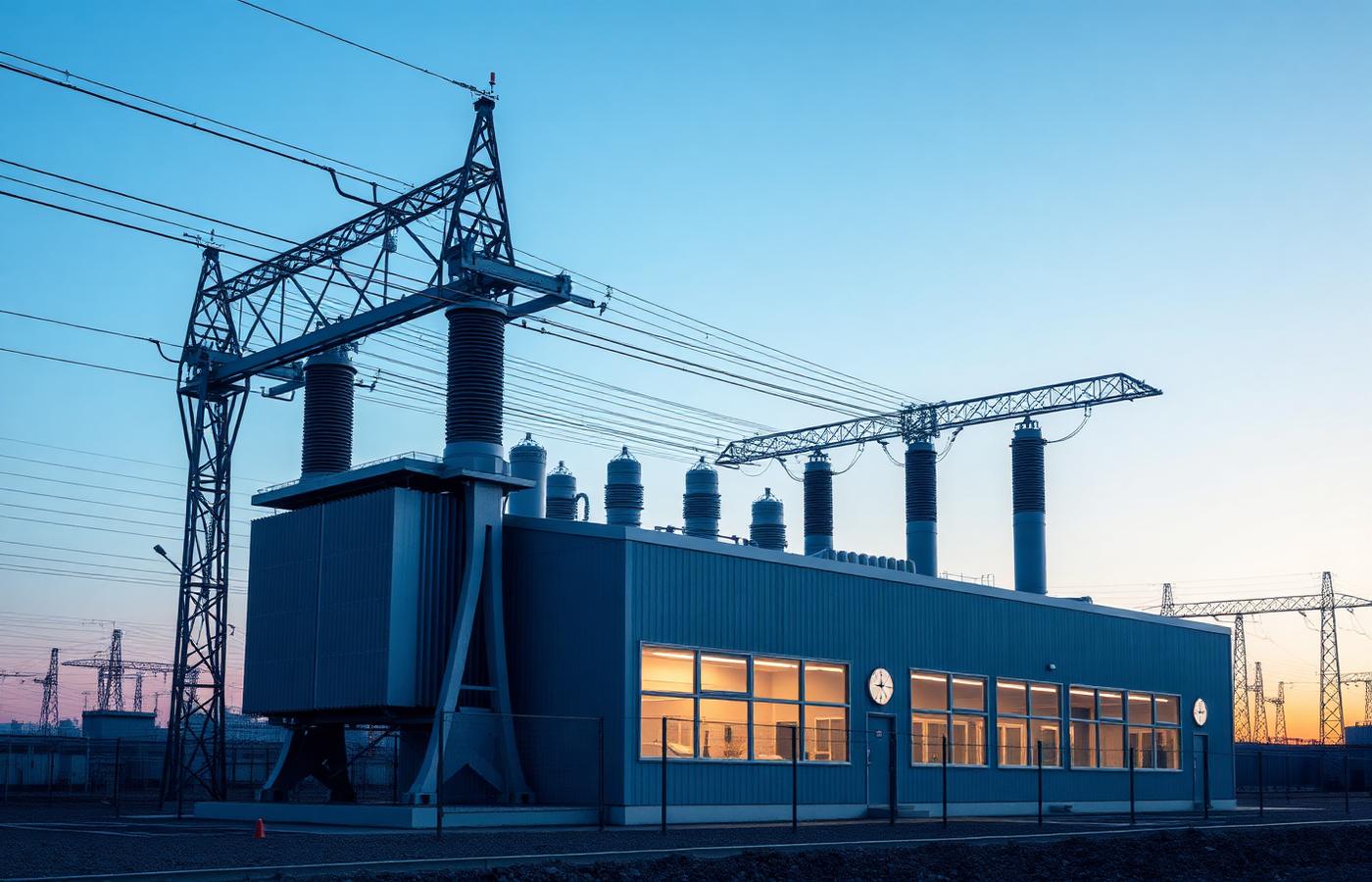 Moderne Trafostation und Mittelspannungsanlage